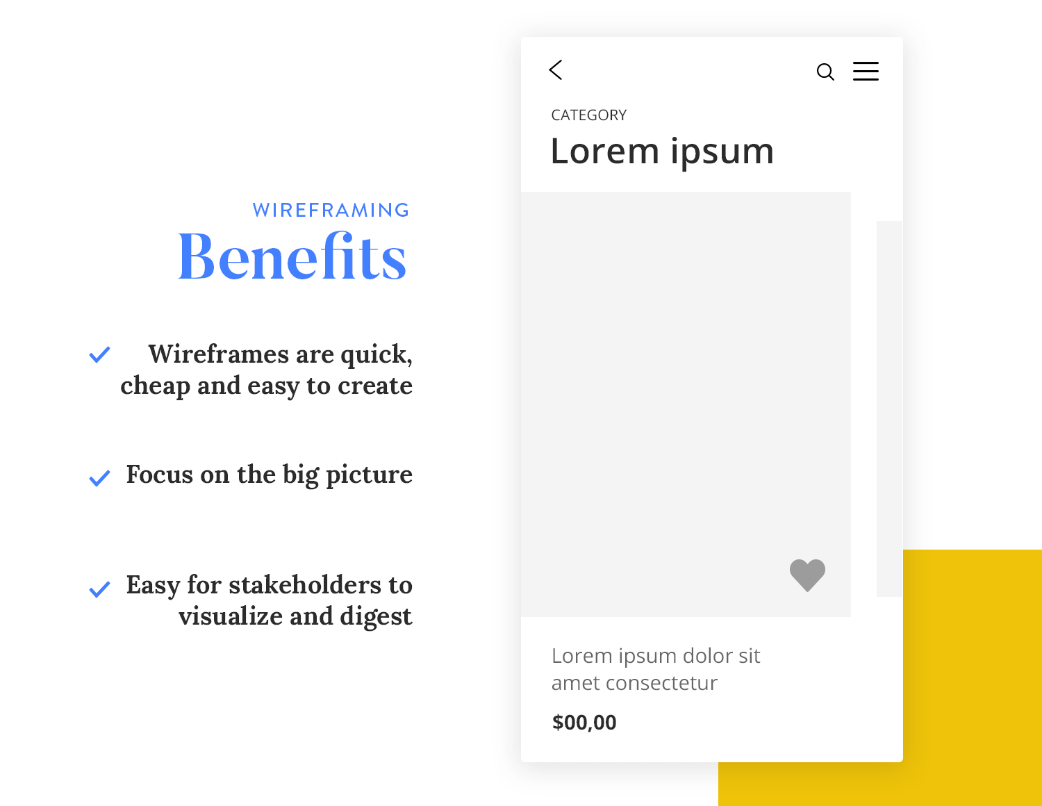 diagram with benefits of using and designing wireframes before prototypes