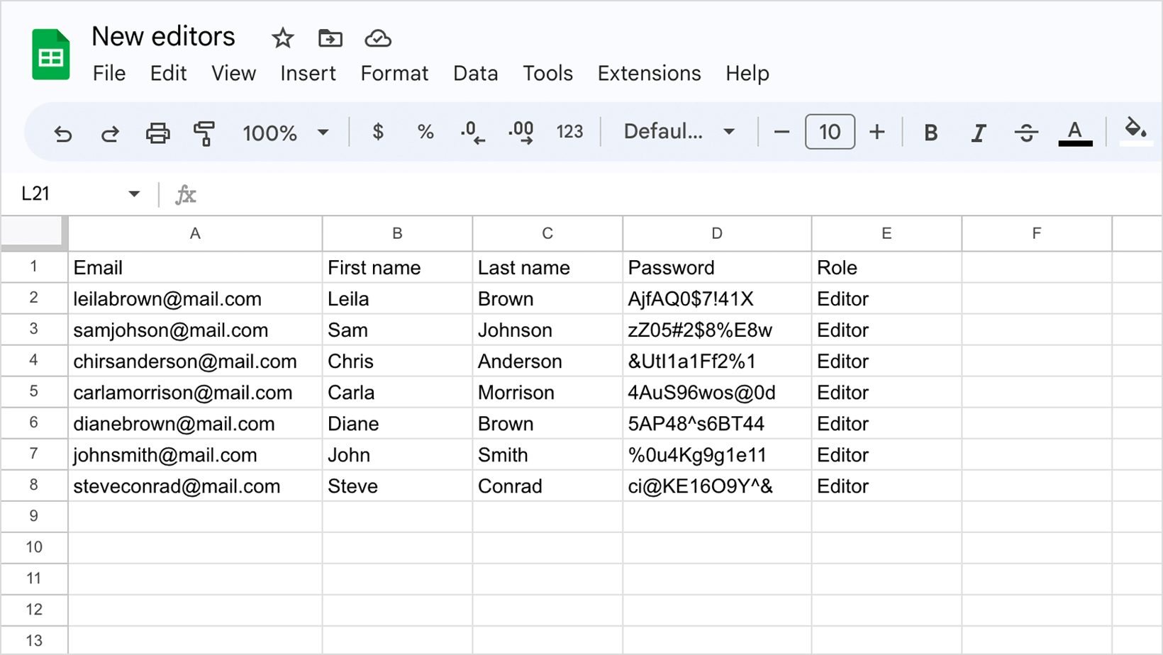 Bulk importing editors