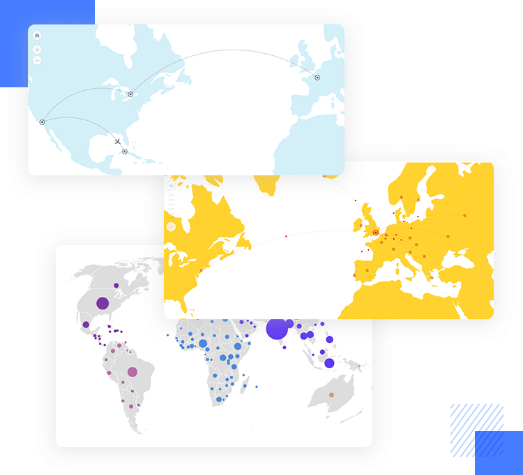 Charts UI kit for dashboard design - maps and bubbles