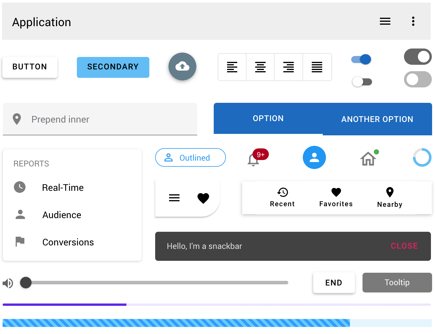 Justinmind library preview of Vuetify's components