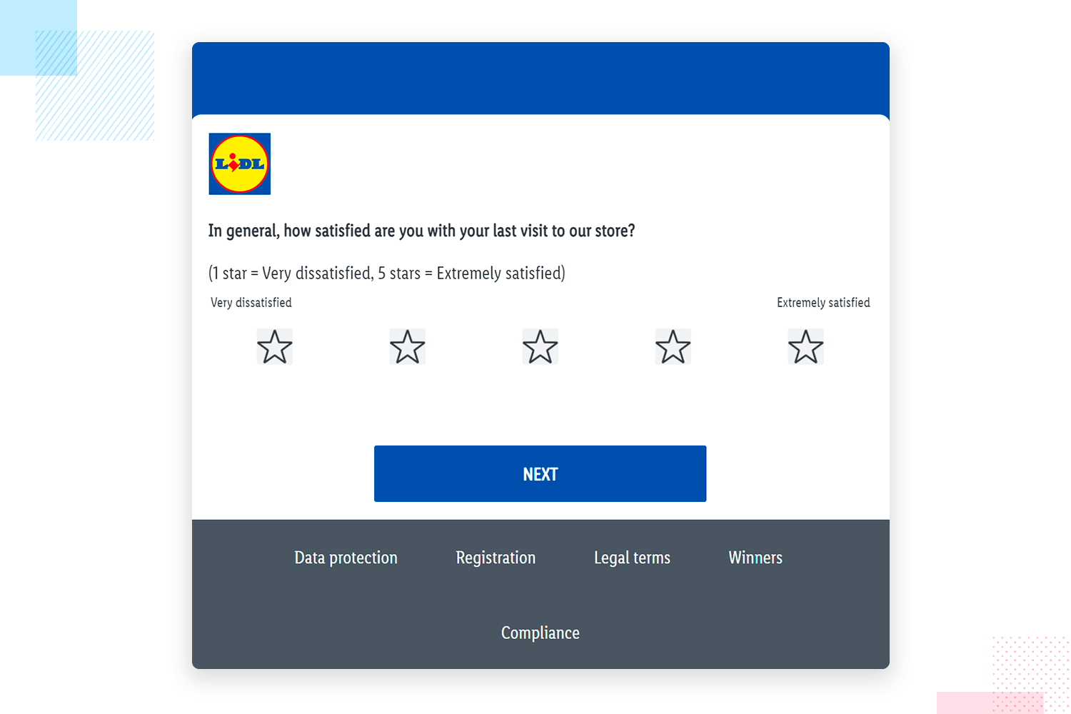 Lidl customer satisfaction survey with a 5-star rating system.