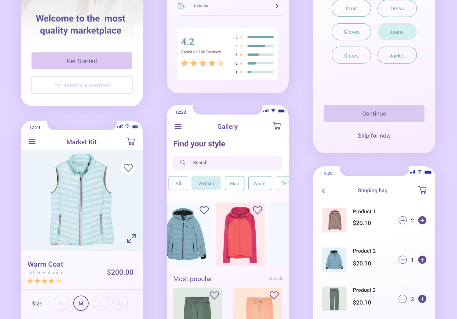 ecommerce app mobile mockup template