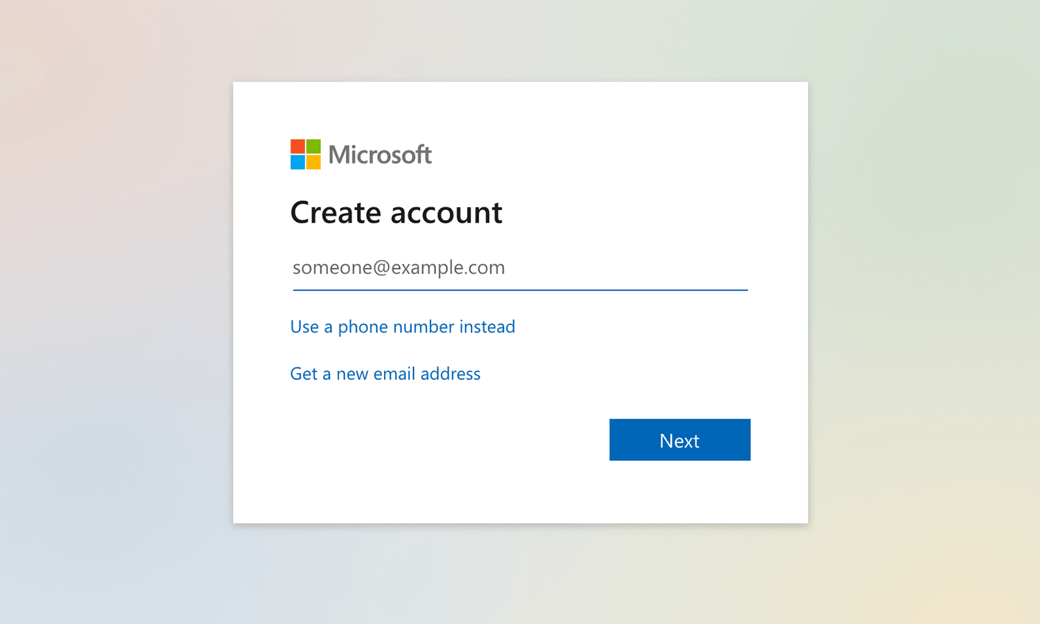 outlook signup form