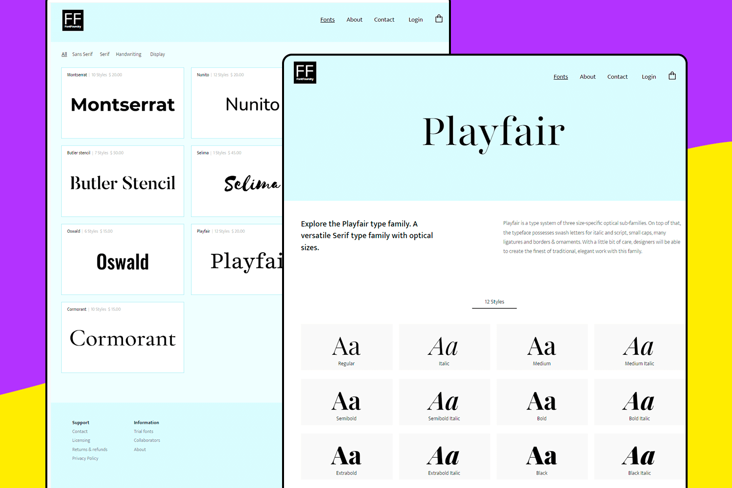 UI design example featuring a clean and straightforward font selection layout