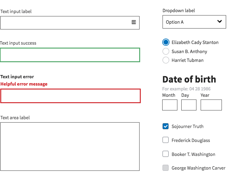 Justinmind US Web Design Standards UI kit - form controls and templates