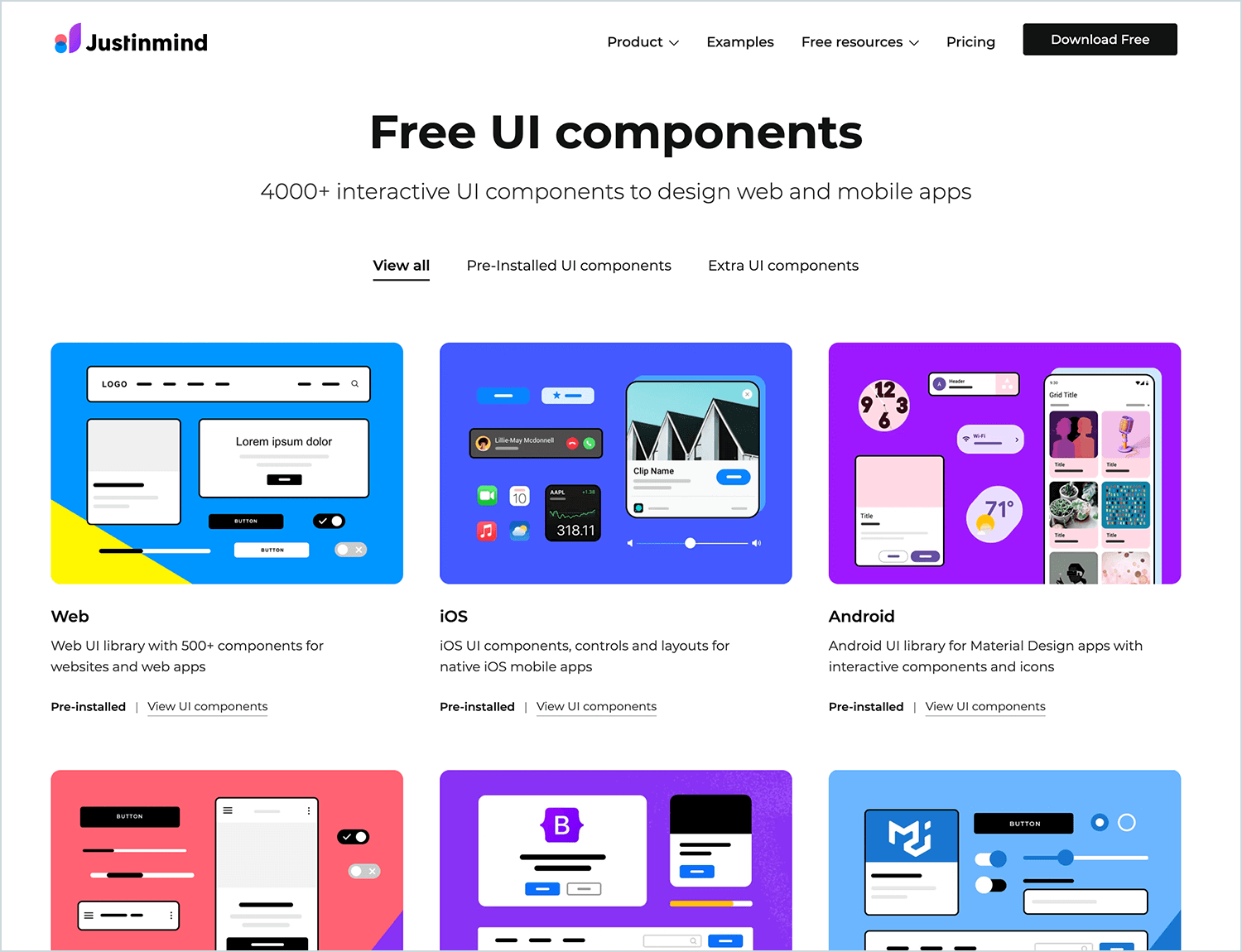 UI component kits for website wireframe design